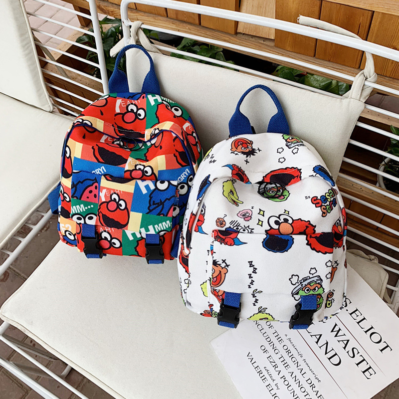 韩版儿童包芝麻街双肩包女2019新款卡通小学生书包宝宝出游小背包
