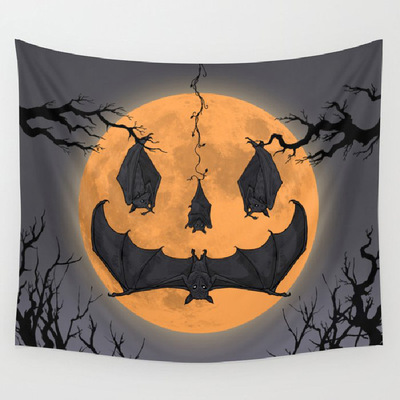 厂家直销跨境专供印花万圣节系列爆款挂毯坐毯壁挂|ms