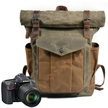 厂家直销摄影包防水油蜡帆布背包户外双肩相机包大容量旅行背包