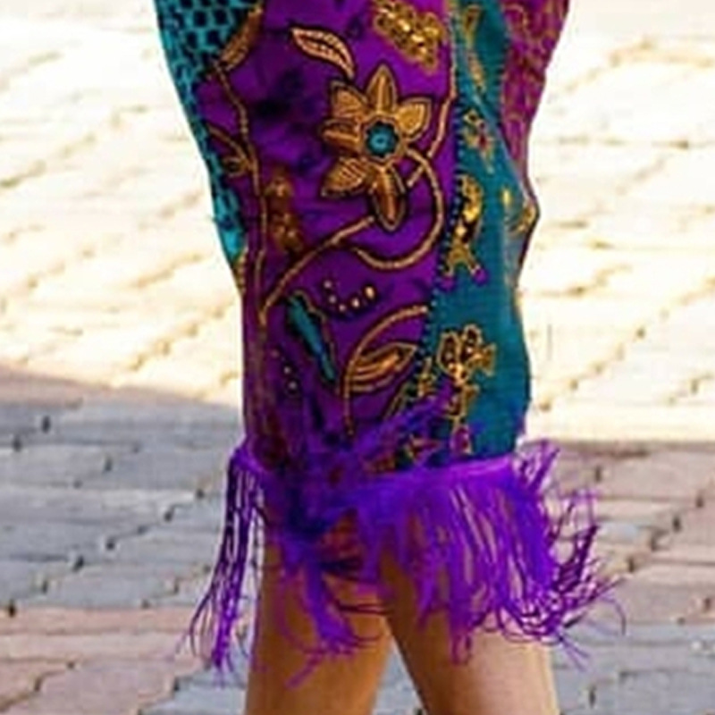 Vêtements pour femmes A86917 jupe taille haute imprimée à pampilles épissées jupe de fête pour femmes grande taille_voghion.com