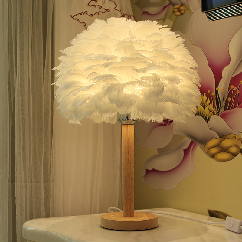 White apricot fuchsia creative table lamp for bedroom for bed