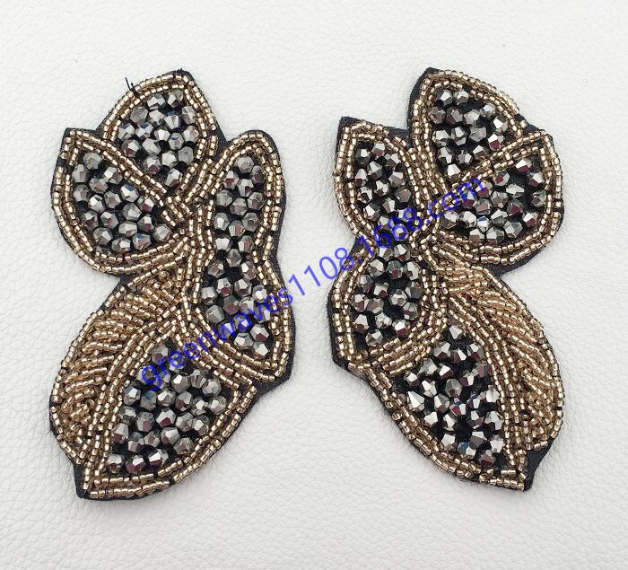 钉珠蝴蝶对花毛衣裙子肩部胸前装饰珠花裙子破洞补丁花服装辅料