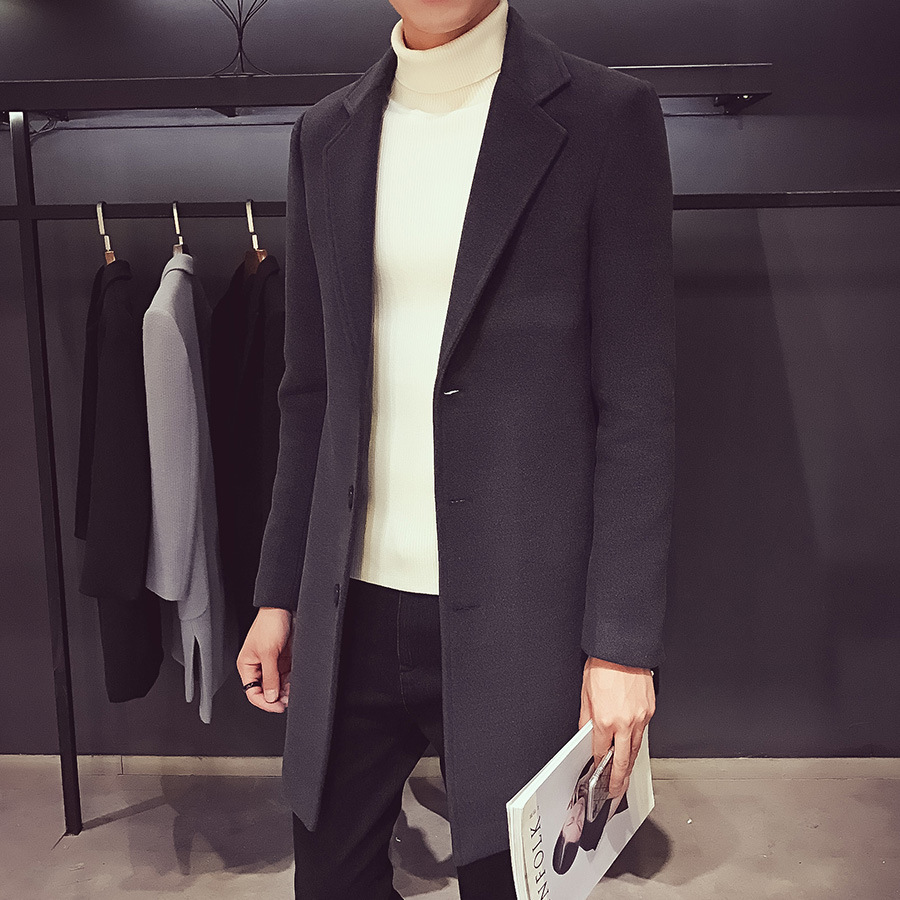 Gabardina de los Hombres estilo coreano otoño e invierno abrigo de lana de longitud media abrigo de lana 2022 nuevos hombres de Moda Ropa de otoño