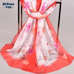 Spring New Women's Tree Branch Flower Georgette Scarf Wholesale Yiwu Long Small Scarf Dropshipping One Piece