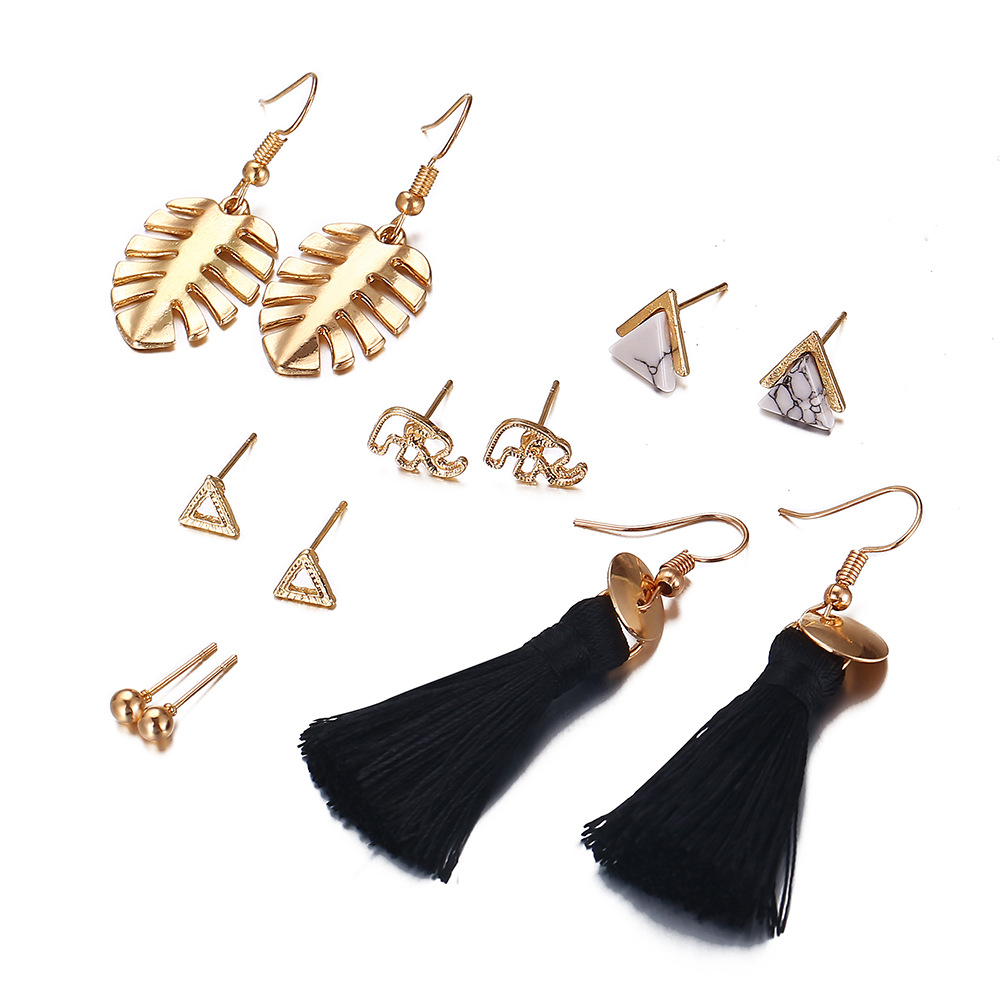 New  Diamond Tassel 6 Pairs Of Earrings  Set display picture 4