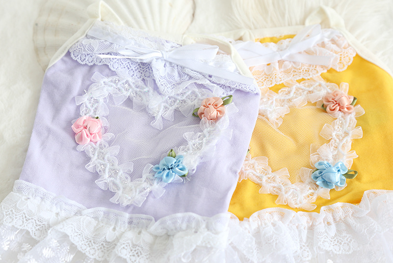 爱心网纱蕾丝边吊带衫