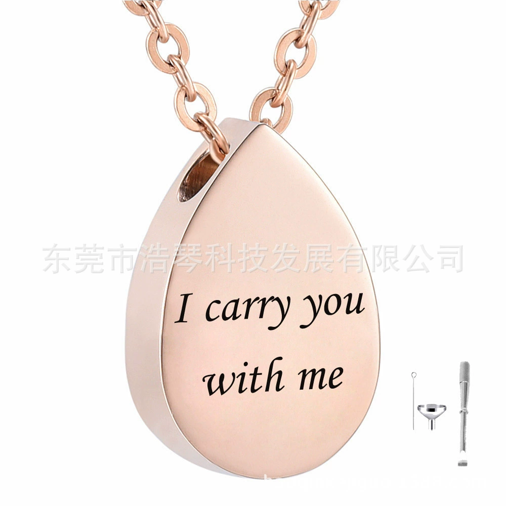 Титана стали капли воды формы Надписи могут быть открыты пепел шкатулка кулон Мемориал родственников домашнее животное пепел ожерелье духи кулон