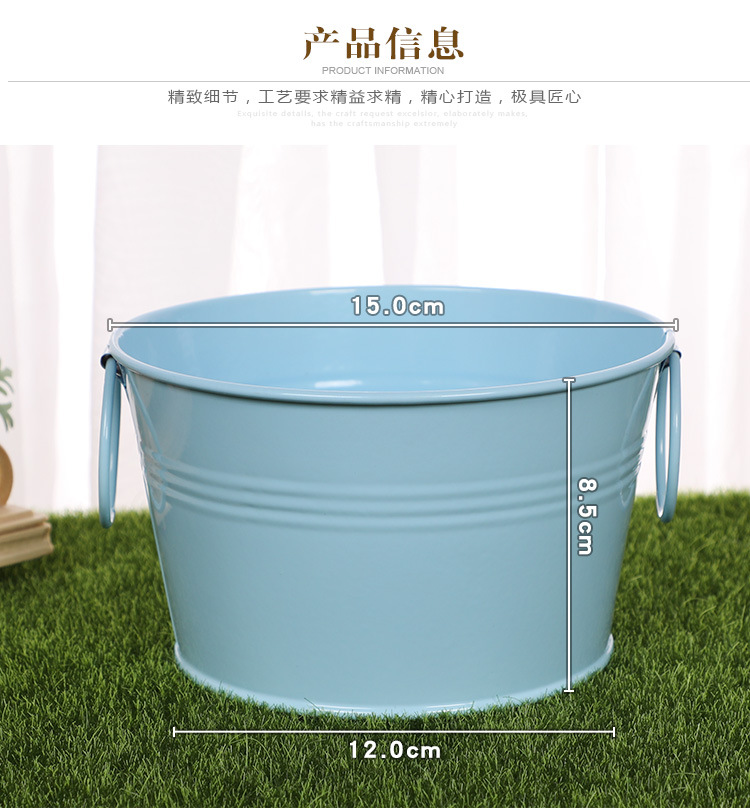 厂家直供小铁桶糖果色迷你小铁桶铁皮小桶马口铁多肉植物花盆批发详情图3