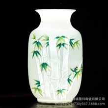 景德镇手绘新中式雕刻青花陶瓷花瓶摆件客厅玄关装饰工艺品批发