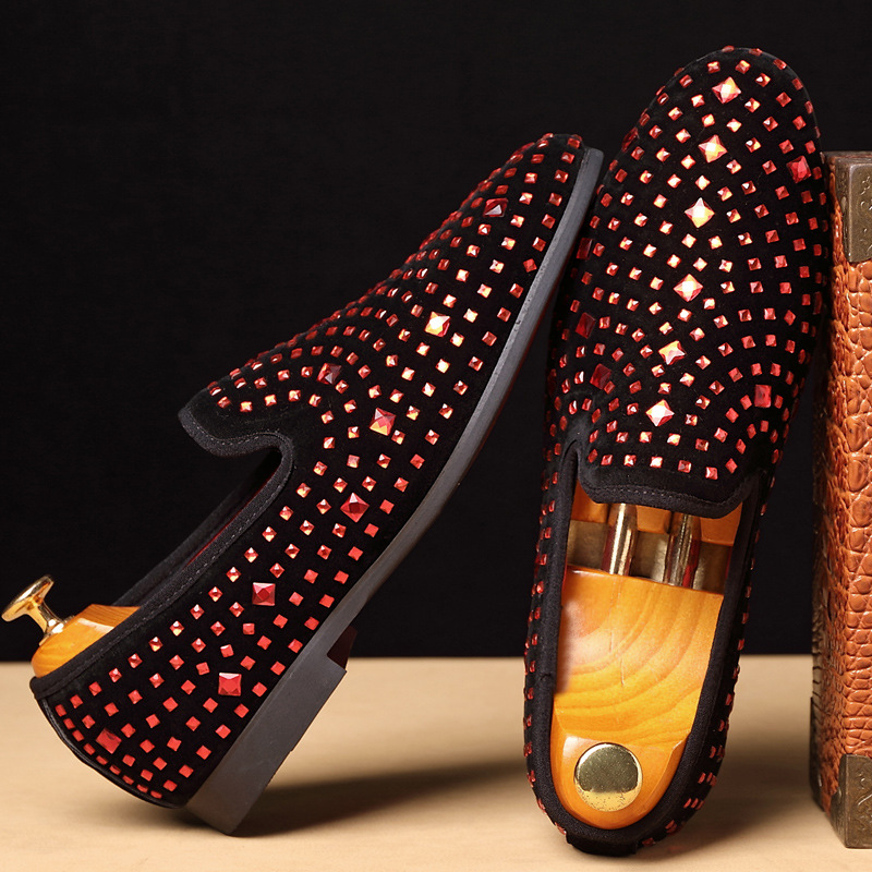 Leather shoes Men's fashion men's shoes rhinestone small leather shoes_vogvips.com