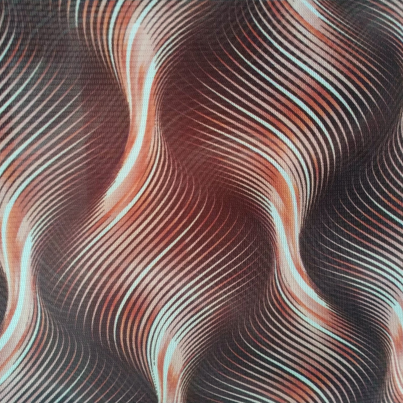 工厂在线数码印花经编曲纹仿雪纺 涤纶褶皱服装面料