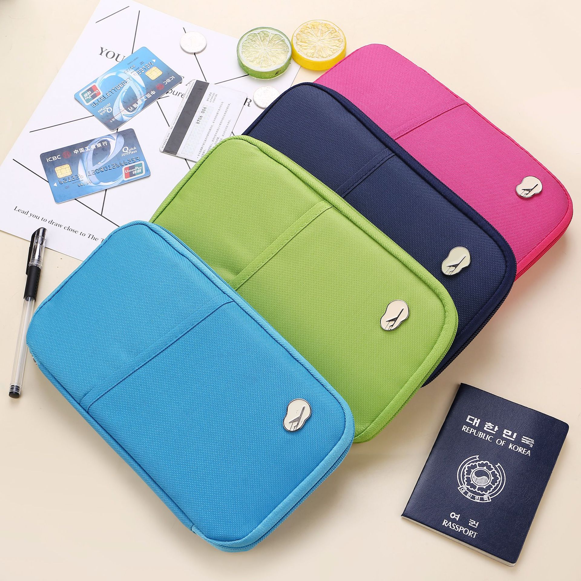 源头工厂旅行收纳证件袋牛津布支票夹多功能护照包证件包现货定制|ms