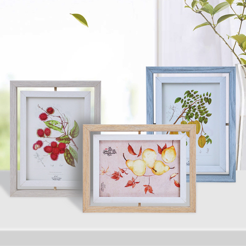 厂家直销旋转相框创意摆台韩版装饰品双面照片个性创意可爱6寸7寸|ms