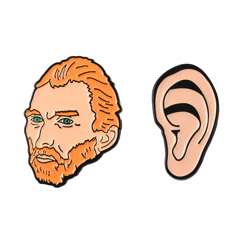 Fashion Creative Van Gogh Portrait Ear Drip Oil Alloy Brooch display picture 4