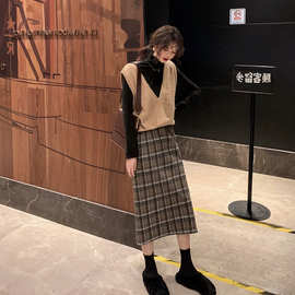 秋冬季洋气韩版泫雅裙子小香风网红抖音小个子显高职业两件套装女
