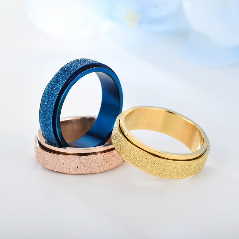 Wholesale Fashion Titanium Steel Frosted Rotated Couple Ring Nihaojewelry display picture 7