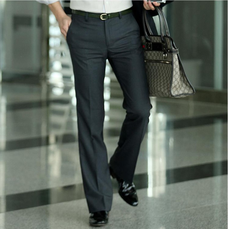 2019 nuevo estilo coreano pantalones de traje casual de pierna ancha recta de estilo británico de los hombres pantalones de traje Delgado de los hombres entrega de una sola pieza