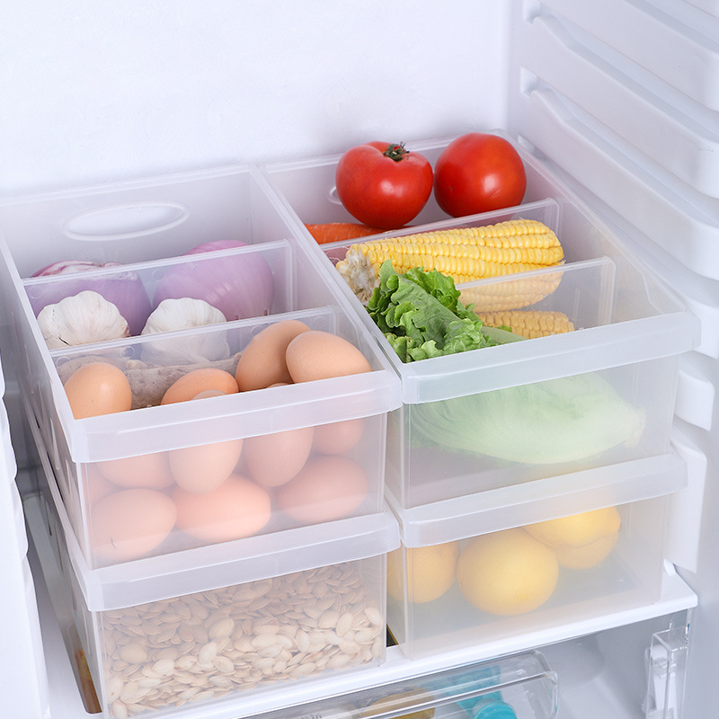 冰箱收纳盒塑料保鲜盒家用分格长方形食品冷冻盒鸡蛋盒厨房储物盒