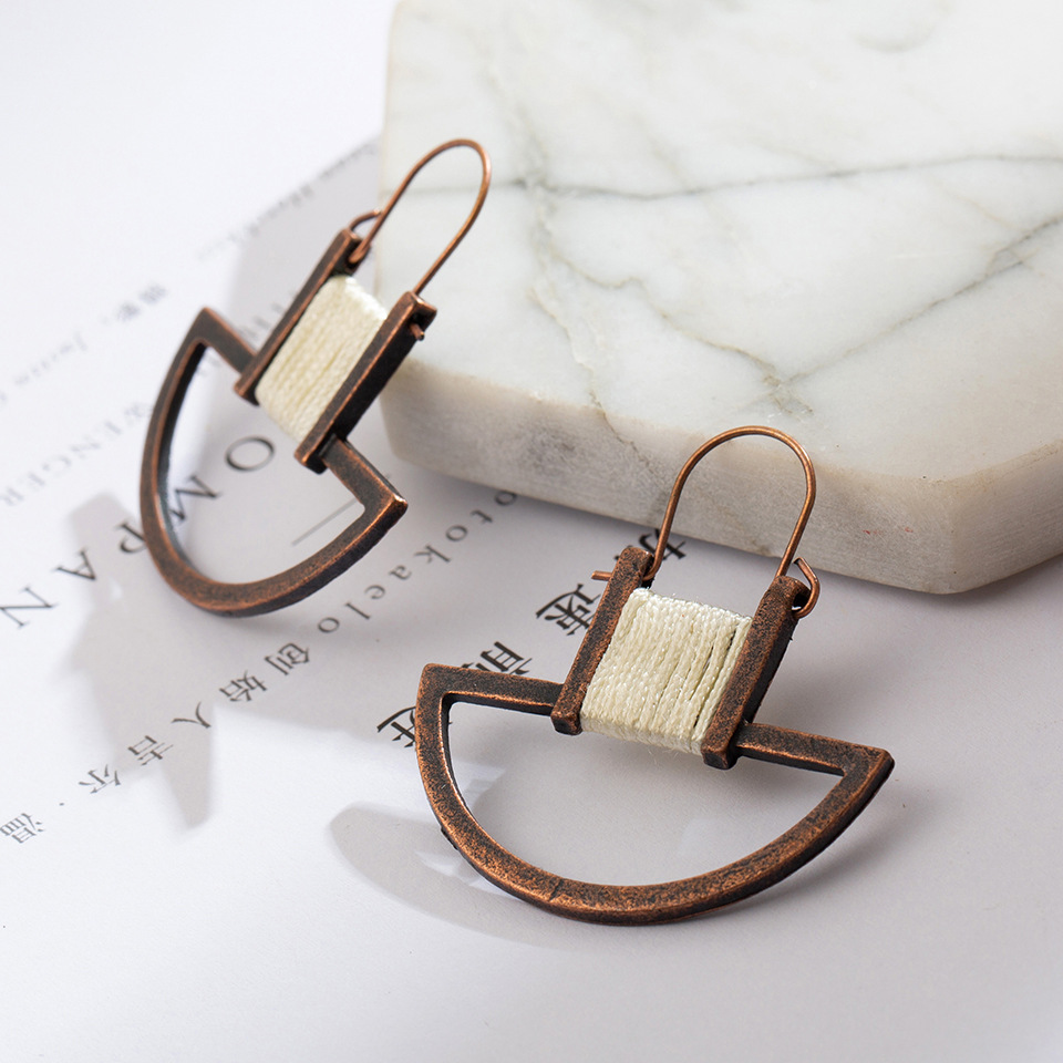 New Fashion Geometric Retro Style Buckle Earrings display picture 5