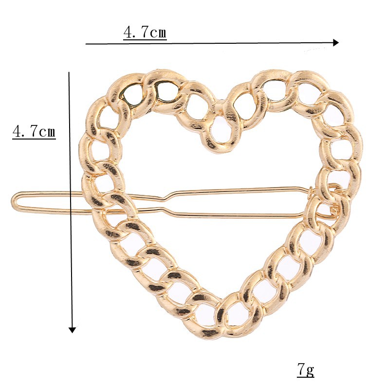 Hair Accessories For Girls Metal Chain Heart-shaped Hollow Hairpin Clips Folder Wholesale display picture 1