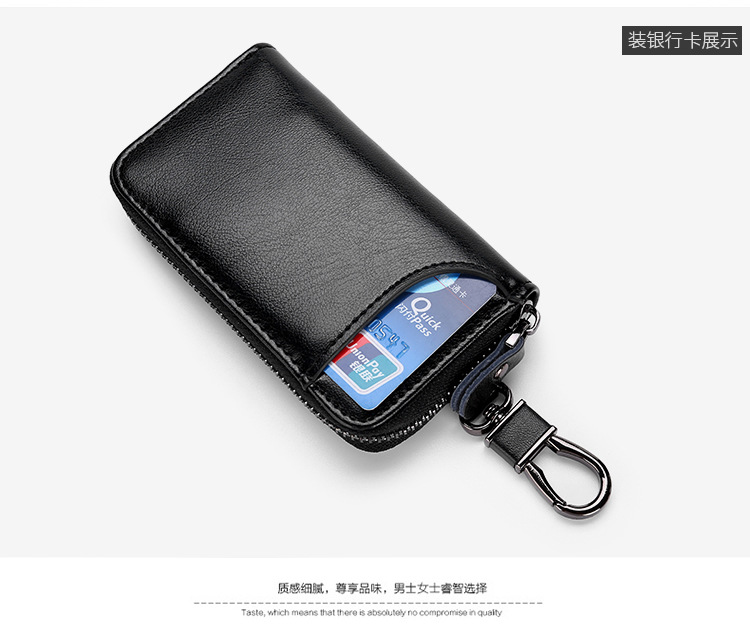 Large-capacity Zipper Car Key Case Waist Leather Card Case Multifunctional Fashion Key Chain display picture 2