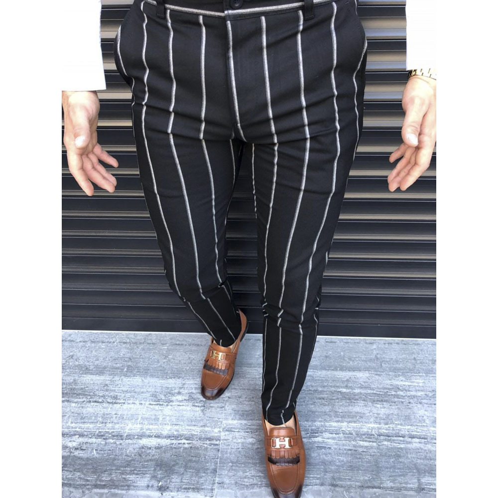 Marke männer Gestreiften Hosen Business Casual Anzug Hosen Mit Taschen Ehemann Streetwear Fashion Herren Designer Kleidung_voghion.com