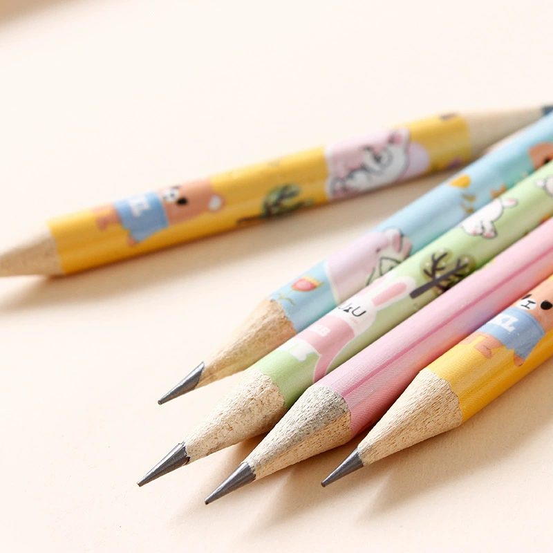 Cartoon HB Round Pencil (shunfuwenju) — HB lead, 4 colors, bulk classroom packs