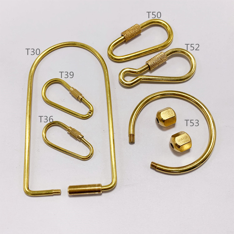 Factory Direct supply pure brass keychain handmade brass ring metal open copper buckle creative men and women keychain