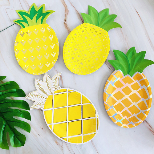 New disposable paper plate fruit pineapple plate children's birthday party supplies tableware cake plate