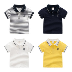 Casual Style Children's Short Sleeve Children's Trendy Striped Collar Casual Short Sleeve Korean Style Cool Boys POLO Shirt