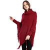 Demi-season knitted sweater with tassels, keep warm scarf, trench coat
