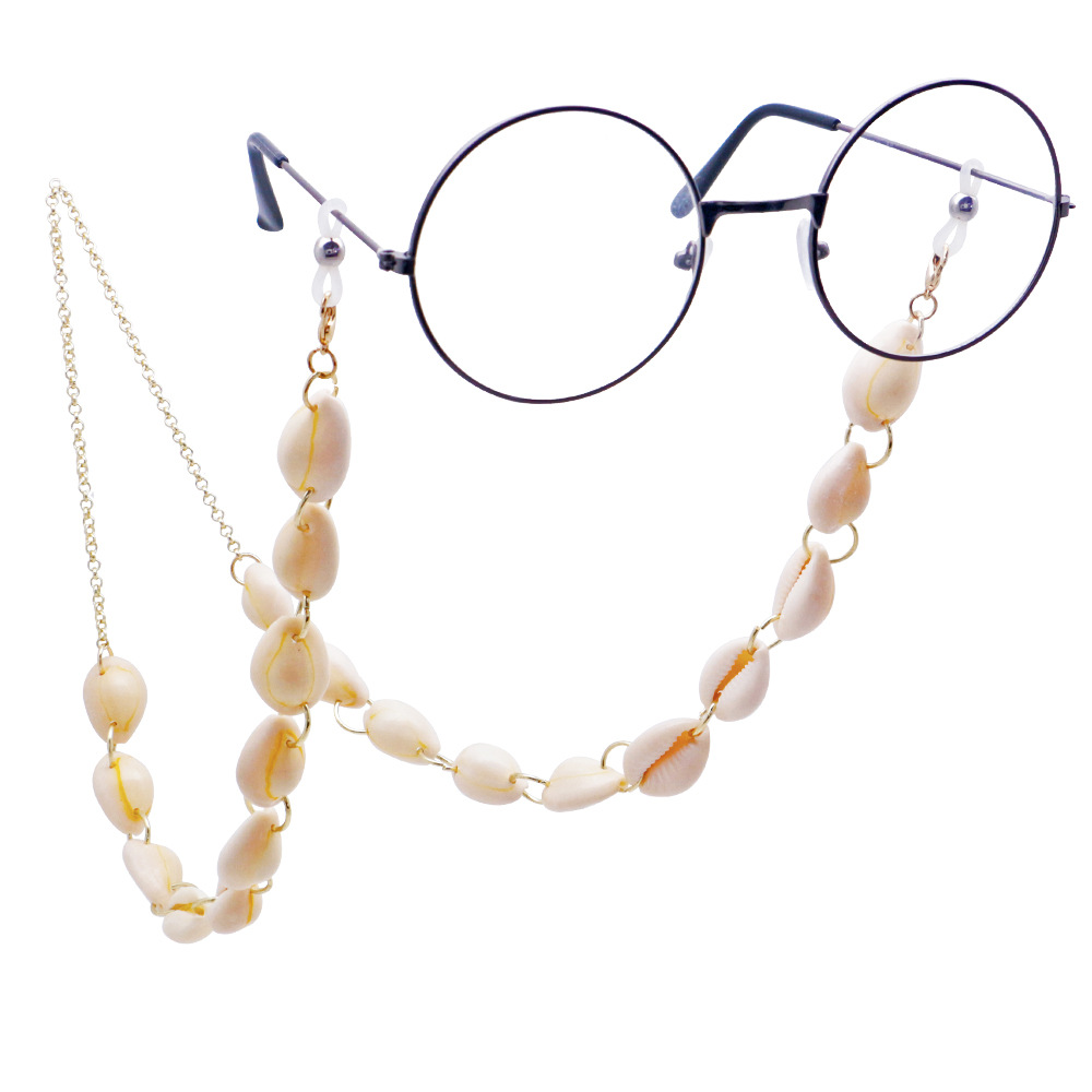 欧美饰品贝壳眼镜链女士金色链条防滑太阳镜挂绳沙滩眼镜固定架