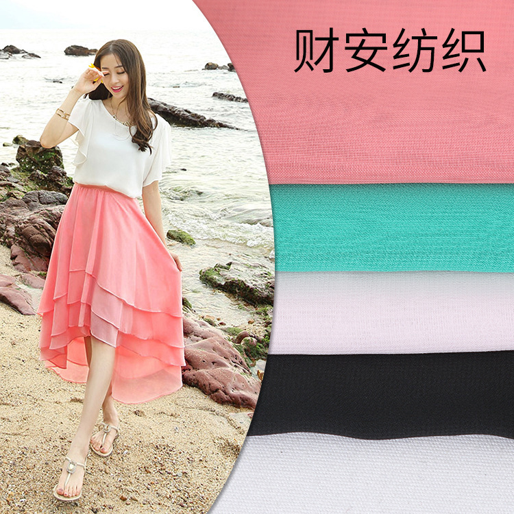 厂家供应 新款涤纶面料 春夏时尚雪纺连衣裙服装面料现货批发