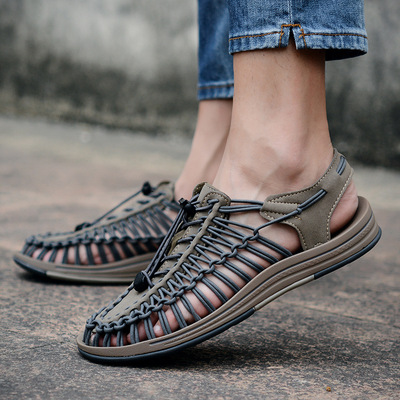 2019夏季新款男鞋潮流休闲鞋男透气手工沙滩鞋男个性编织绳凉鞋男|ms