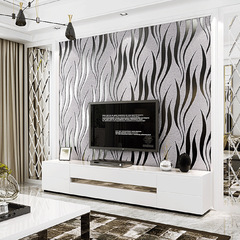 ( ) Off-white wavy striped thick deer leather wallpaper for bedroom living room TV wall background wallpaper