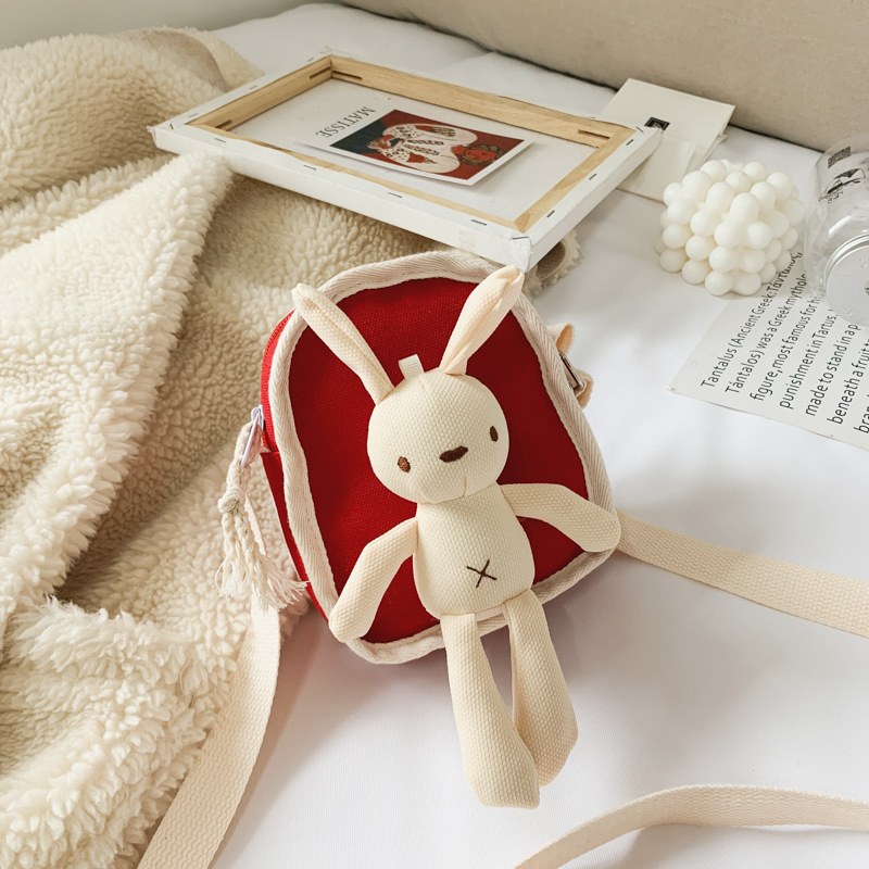 Bolsa de Niños de estilo coreano 2021 Otoño e Invierno bolso de hombro simple conejo bandolera moda niños y niñas bebé todos los partidos accesorios bolsa