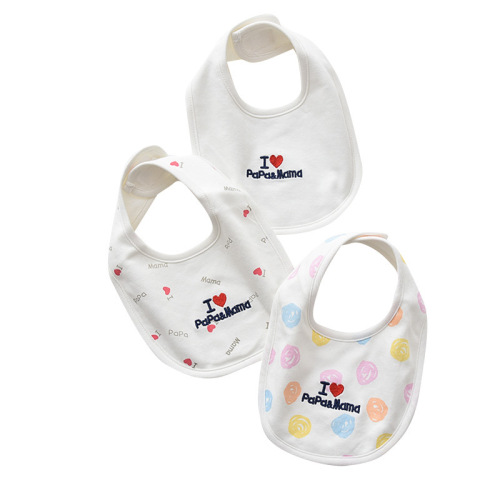Factory direct sales new model I love dad I love mom newborn baby embroidered bib 360 infant saliva towel
