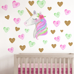 Cross-border new Nordic minimalist hand-painted gold unicorn wall sticker living room bedroom decoration KS8817-2
