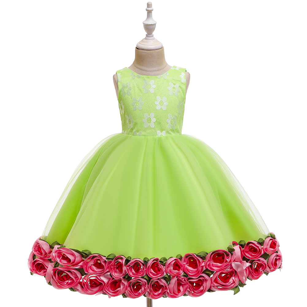 Vestido Para Niños Niña Pettiskirt Dobladillo Disfraz De Flores Falda De Niña De Las Flores Vestido De Lavado Para Bebés De Un Año display picture 16