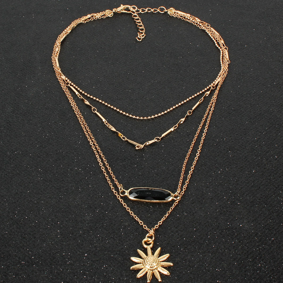 Personalized Accessories, Sun Flower Pendant, Multi-layer Necklace Female display picture 4