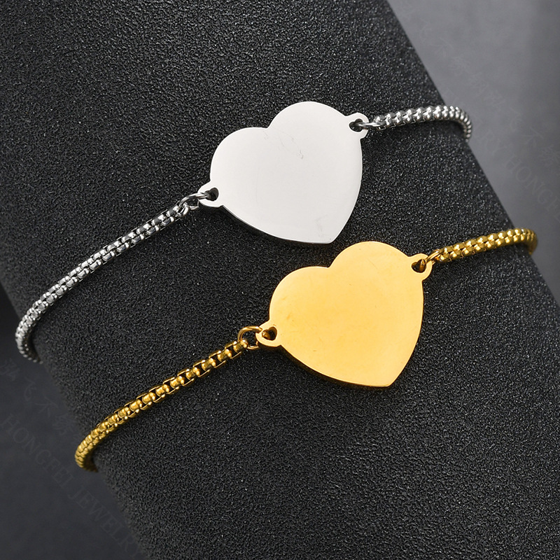 Fashion Heart 304 Stainless Steel 18K Gold Plated No Inlaid Bracelets In Bulk display picture 4