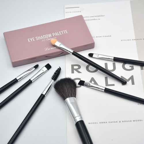 7 makeup brush set, blush brush, eye shadow brush, lip brush, portable eyelash brush, eyebrow brush set, factory direct sales