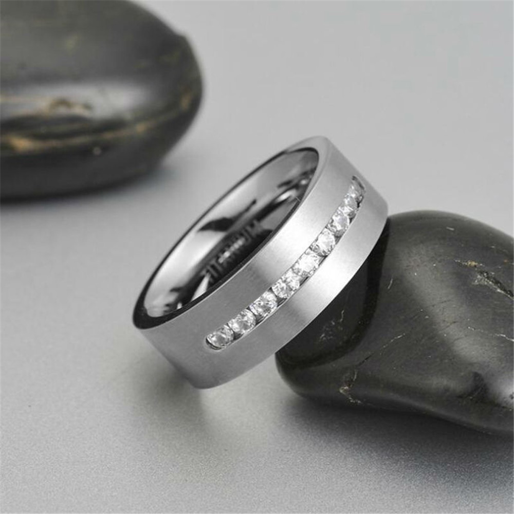 Hip-hop Geometric Titanium Steel Inlay Zircon Men's Rings display picture 5