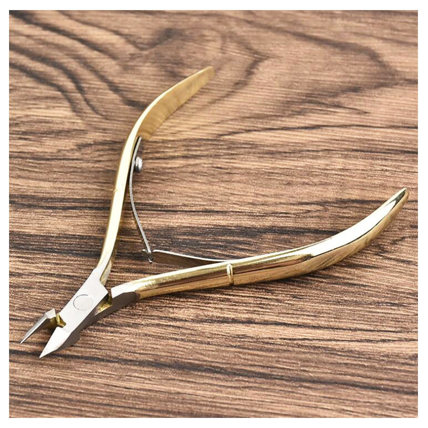 D501 Nail groove scissors Gold plated cuticle pliers Spot wholesale pedicure knife beauty pliers Stainless steel double fork cuticle scissors nails