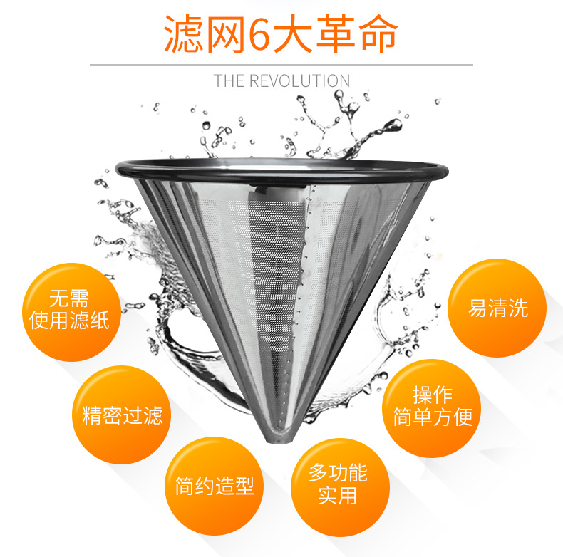 亚马逊热销 单层细孔密304不锈钢咖啡过滤网 豆浆茶叶过滤网|ru