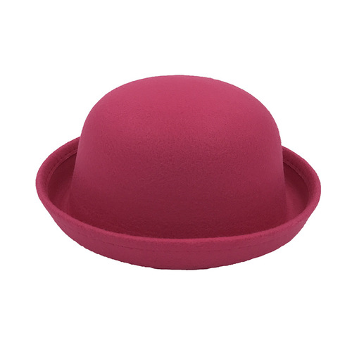 Korean Children's Playful Top Hat, Wool Felt Round Hat with Brim, Parent-Child Hat for Boys and Girls, Autumn and Winter Hat