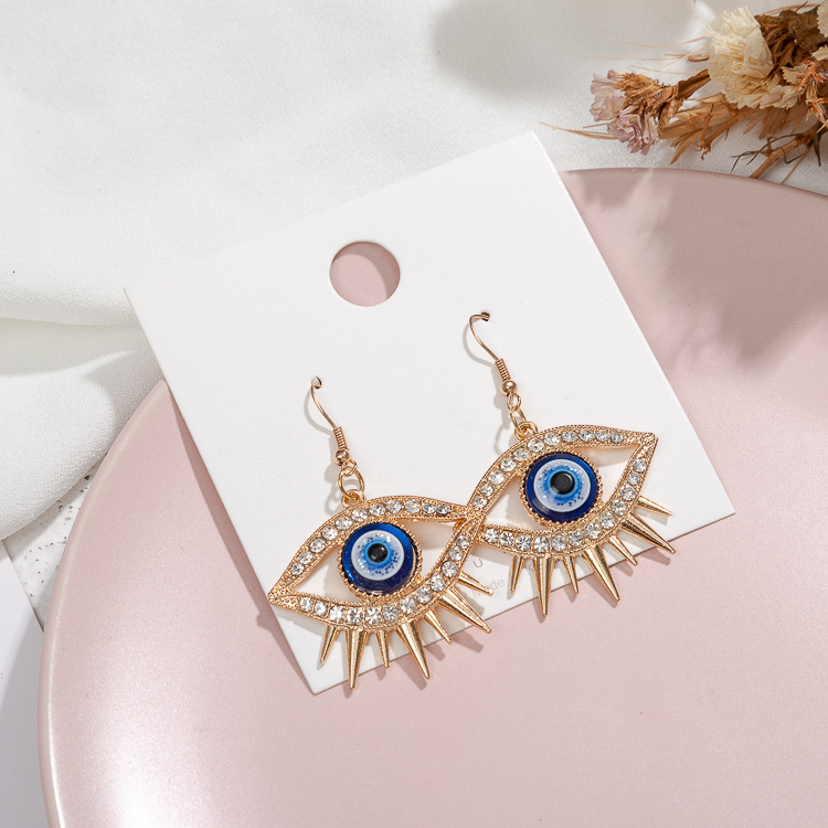 30g Weight Rhinestones Inlay Material Earrings Classification 1 Pair Quantity Simple Style Eye Alloy Inlay Rhinestones Women's Earrings