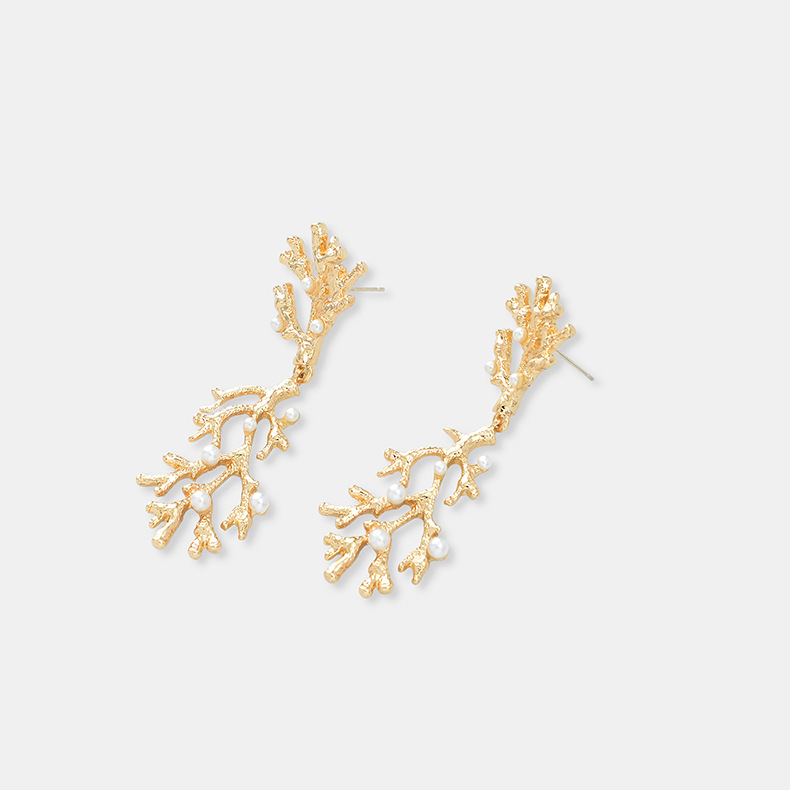 Aretes De Perlas Hermosas Aretes De Oro Pop Coral De Moda display picture 1