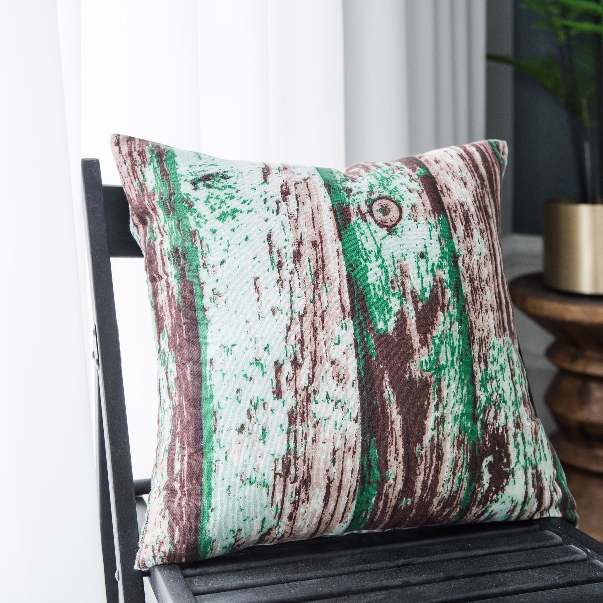 复古风创意仿真木纹绿色油漆桌布餐桌布印花棉麻台布拍照背景布