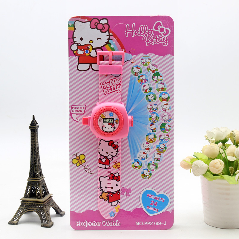 創意兒童玩具手表男孩女孩24圖自動切圖投影卡通電子表幼兒園禮品